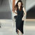MISS LISA韩版时尚气质中长款连衣裙女式修身显瘦打底裙YS3323(黑色 L)第4张高清大图