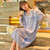 雅黛琳睡裙韩版春秋季开衫可爱长袖纯棉连衣裙DF16703(黑色 L)第3张高清大图