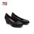 马内尔春季新款中跟真皮女鞋圆头粗跟休闲舒适纯色女士鞋G95301(黑色 36)第5张高清大图