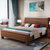 吉木多 胡桃木实木床新中式实木床1.5米，1.8米简约现代高箱储物床双人床(1.5*2米胡桃色 单床)第3张高清大图