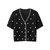 艾米恋v领针织开衫女夏短袖t恤2021年新款小香风短款外搭波点上衣(黑色 M)第4张高清大图