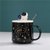 创意ins星空宇航员礼物水杯卡通陶瓷马克杯带盖勺家用牛奶咖啡杯kb6(黑宇航员+勺盖(普通装))第2张高清大图