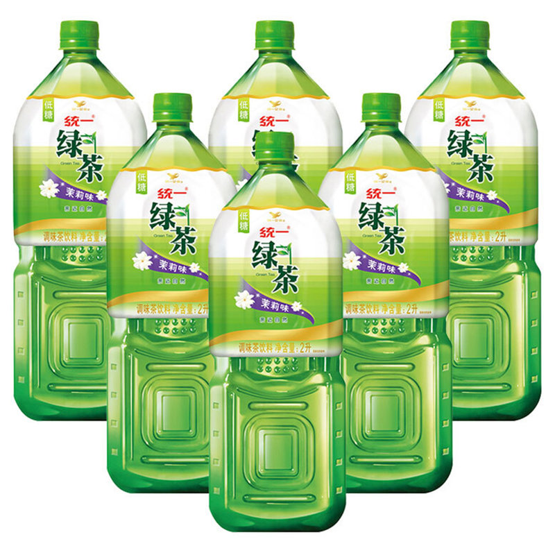国美自营统一绿茶茉莉味茶饮料2l6整箱装