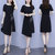 亿梦诗 2021年夏季新款气质名媛中长款黑色短袖显瘦法式连衣裙ET1224(黑色 L)第2张高清大图
