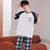 金莎拉睡衣男夏季短袖长裤大码薄款青年男士家居服套装(P1104 L)第8张高清大图