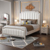 吉木多 小美式实木床 1.8m主卧欧式双人床现代简约白色软靠1.5m卧室婚床(1.8*2米象牙白 床+床头柜*2)