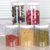 创简坊（CJIANFF） 密封罐塑料瓶子透明五谷杂粮收纳盒零食品干果豆类储物罐厨房收纳(圆形酒红盖(6个))第5张高清大图