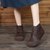 SUNTEK秋款女鞋2021马丁靴女文艺复古拼色牛筋底系带森系平底短靴女(39 驼色单里短靴)第5张高清大图