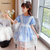 CaldiceKris（中国CK）网纱蓝色连衣裙两件套CK-FS3619(蓝色 110)第7张高清大图