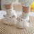 冬宝宝加绒地板鞋袜可爱婴儿鞋超软羊羔绒加绒地板中筒不掉袜套(红色 鞋子+发带 【S】0-12个月（脚10-12CM）)第4张高清大图