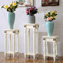 圣肯尼家具 简约美式花架 欧式白色花盆架方形角几简约置物架实用边几(仿古白 高花架)
