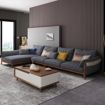 a家家具 现代简约布艺沙发组合客厅小户型轻奢北欧风格家具DB1579(三人位+贵妃位 浅灰色)