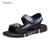 CaldiceKris（中国CK）时尚休闲露趾透气沙滩魔术贴沙滩鞋CK-X3331(黑底黑色 44)第6张高清大图
