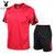 夏季新款跑步运动服透气男夏健身速干运动短袖五分短裤运动套装男   BSD2906(粉红色 XXL)第5张高清大图