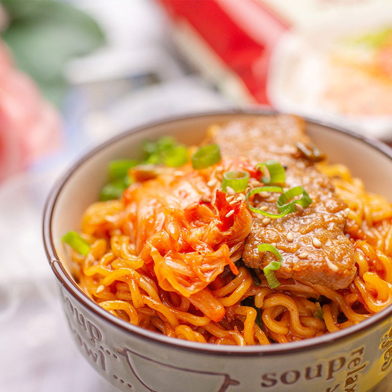 农心辛拉面辣白菜拉面五连包牛肉面120g5袋方便面泡面部队锅乌龙面