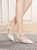 包头凉鞋女士夏天配裙子2022年新款一字扣带夏季白色酒杯跟高跟鞋(35 米色/5742（跟高7.5cm）)第3张高清大图