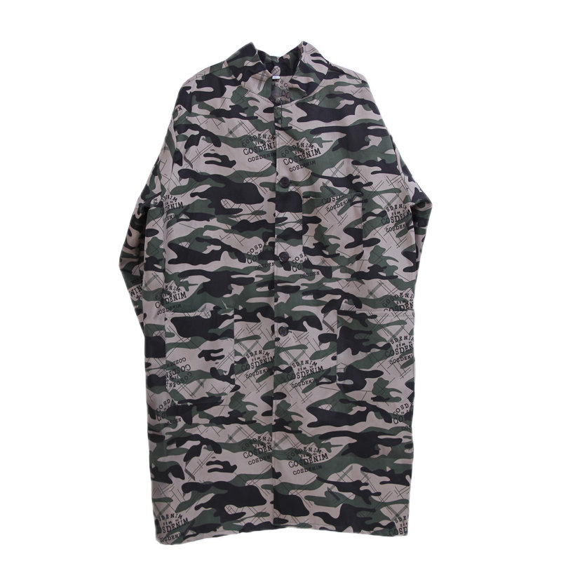 迷彩外套大褂男工作服长款罩衣女厨房车间搬运长袖围裙劳保服印字五星