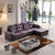 紫茉莉皮布艺沙发现代简约大小户型客厅转角皮布超柔布沙发组合家具(冰花绒咖啡色 冰花绒右贵妃3.52)第3张高清大图