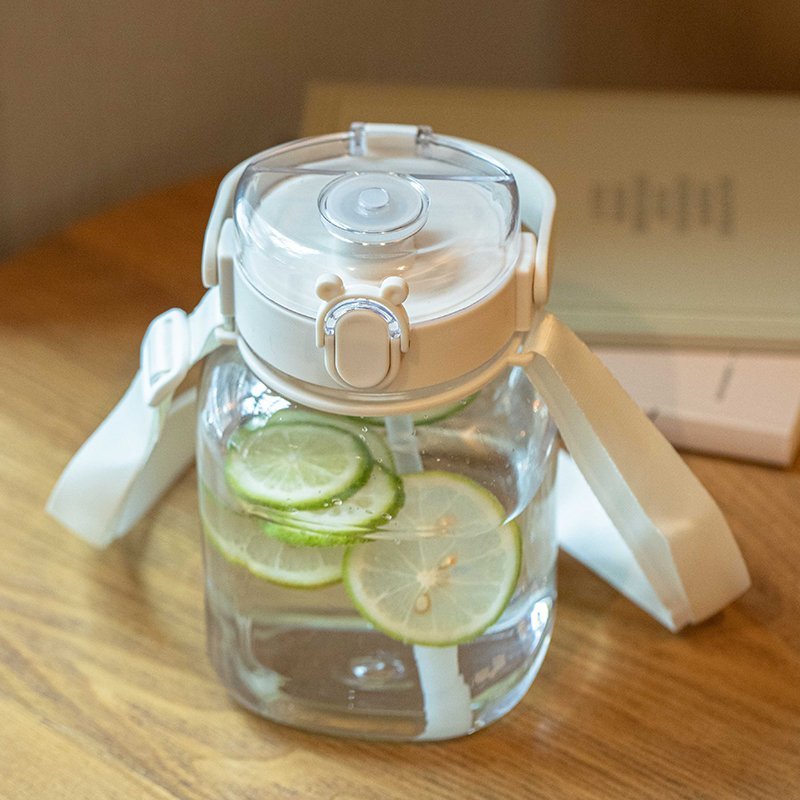 网红高颜值大容量水杯带吸管女学生可爱便携水瓶壶杯子耐高温防摔方形