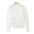 MISS LISA蕾丝v领镂空拼接针织衫春季新款女装气质设计感薄款上衣720030(白色 均码)第5张高清大图