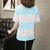 【灵薇雅】夏季韩版新款冰丝圆领短袖条纹百搭T恤修身洋气打底针织衫(粉色 L)第4张高清大图