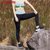 鸭鸭新款健身运动弹力紧身瑜伽吸湿松紧跑步九分裤JSK97411(绿色 165)第4张高清大图