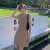 2022夏季新款韩版气质女装v领网纱拼接公主袖绑带连衣裙(粉红色 M)第4张高清大图