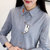 Zeyubird 2017春款女装新款打底衫韩版学生衬衣白色衬衫女长袖宽松(蓝色 XL)第4张高清大图