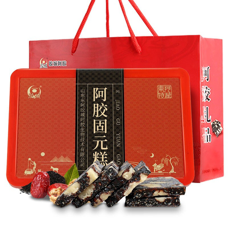 胶城传统原味阿胶糕500g盒装山东东阿即食阿胶固元糕膏片块ejiao女性