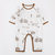 Petitkami2021秋冬婴童地图印花插肩袖爬服睡衣哈衣连体衣(80 白色套装)第3张高清大图