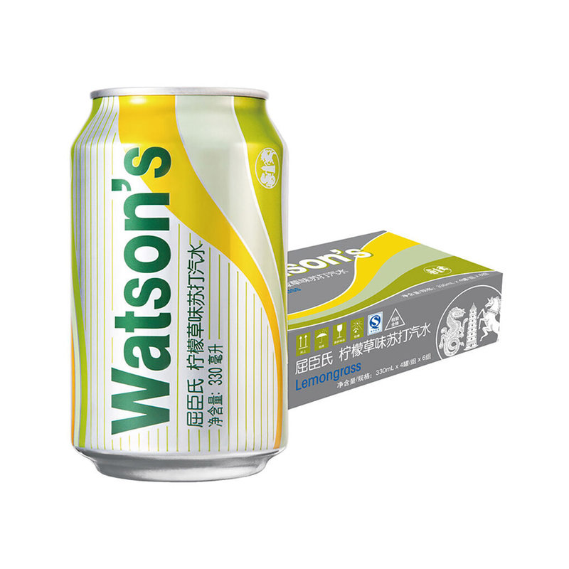 屈臣氏柠檬草味苏打汽水330ml火锅食材