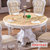 永旭家具 欧式餐桌椅组合天然大理石餐桌餐厅实木桌椅圆桌子(1.35米一桌六椅(豪华))第5张高清大图