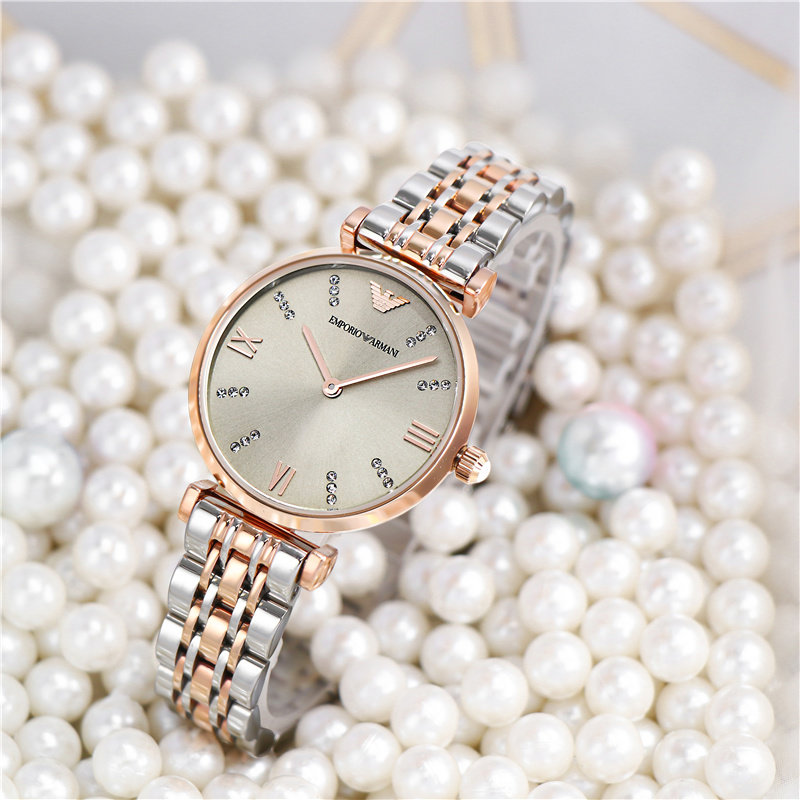 阿玛尼手表女满天星防水钢带手表女镶钻石英手表优雅石英表ar1840ar