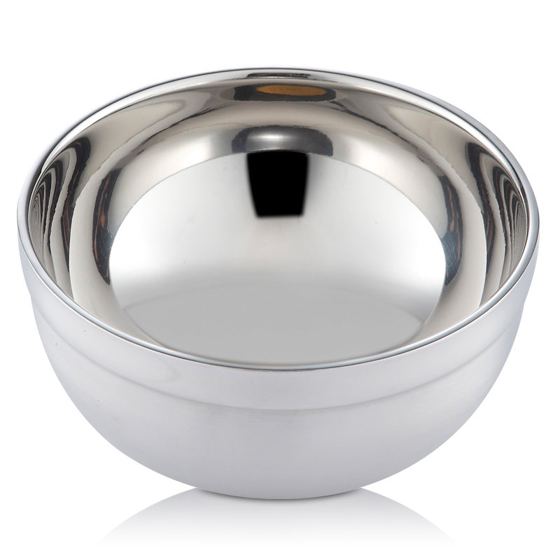 锐友不锈钢双层隔热创意中空家用碗不锈钢本色16cm10个套装