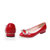 羽陌伦诗  甜美浅口尖头公主鞋低跟粗跟女士单鞋 R058(红色 34)第3张高清大图