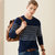 柔软舒适百搭精致条纹长袖男式T恤(深蓝色 190)第3张高清大图
