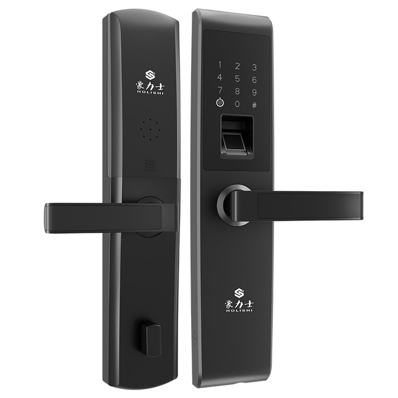 豪力士d3668f智能门锁黑色锌合金一体成型超b级安全锁芯