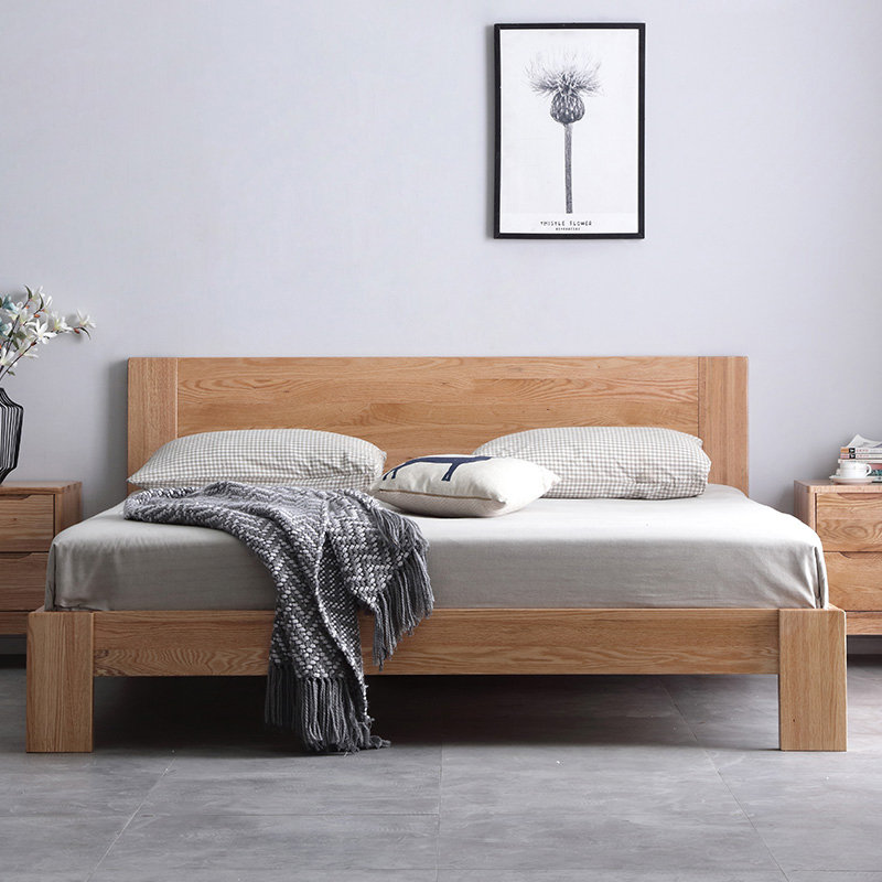 吉木多北欧白橡木床18米15现代简约主卧家具纯实木双人床152米原木色
