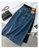 高腰弹力牛仔裙水洗蓝色弹力A字半裙开叉款0226(黑色 XL)第2张高清大图