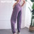 新款宽松透气跑步健身服女运动裤修身显瘦训练速干瑜伽裤(紫色 M)第5张高清大图