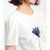 木缘子夕夏装新款减龄小众圆领绣花显瘦T恤女ins套头上衣(白色 S)第4张高清大图