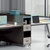 艾诺狄斯 现代简约双人四人位电脑工作桌椅组合带隔断柜办公家具人造板(苏香桐四人位 默认)第3张高清大图