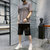 卡郎琪 男士短袖t恤夏季2020新款潮流一套搭配休闲运动套装宽松帅气衣服五分裤短裤(KXP-T212S205深灰 XL)第2张高清大图