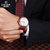 依波表(EBOHR)新品自动进口机械表男士防水皮带手表精钢时尚双历女表情侣表30010635/0642(白盘女表30010642)第5张高清大图