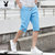 裤男士夏季潮流薄款宽松休闲中裤运动沙滩裤外穿七分裤子   BSD613(蓝色 XL)第2张高清大图