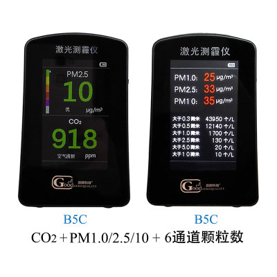 室內空气清洁新鲜度二氧化碳CO2与PM2.5空气质量检测试仪(黑色 热销)
