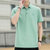 夏季新款男士桑蚕丝短袖T恤休闲夏装丝光棉上衣打底Polo衫(浅绿色 M)第4张高清大图