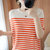 2021年夏季新款纯棉短袖女针织条纹圆领半袖韩版宽松休闲上衣T恤(粉红色 XXL)第5张高清大图
