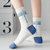 春夏日系中筒女袜蓝色条纹高橡筋棉袜ins街头运动长筒袜子女（3双装）(2号 均码)第2张高清大图