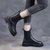 SUNTEK烟筒靴女鞋2021春秋季新款单马丁靴切尔西厚底增高瘦瘦靴短靴(39 棕色加绒（印花）)第4张高清大图